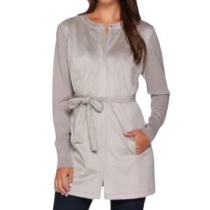 Halston Faux Suede Jacket Sweater size 14